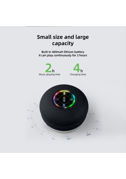 Mini Bluetooth Hoparlör Su Geçirmez Banyo Ses Kablosuz Duş Hoparlörleri Rgb Işık Bluetooth Emme Kupası Hoparlör Siyah (Yurt Dışından) modelleri