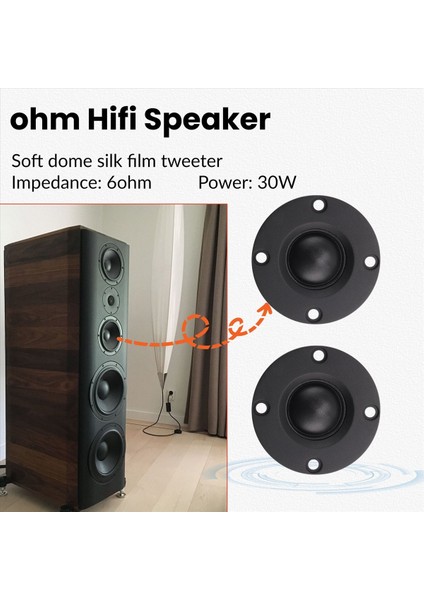 Tweeter Hoparlör 6 Ohm 30W Hifi Yumuşak Kubbe Ipek Film Tiz Hoparlör Neodimyum Dişli Isı Lavabosu 2 Adet (Yurt Dışından) fırsatları