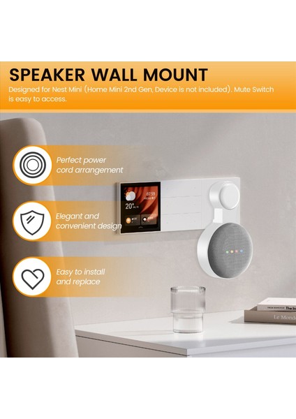 Google Nest Mini Duvar Braketi Ikinci Nesil Soket Askılı Askı Braketi-Beyaz Için Google Audio Için Uygun 2pcs (Yurt Dışından) indirimleri