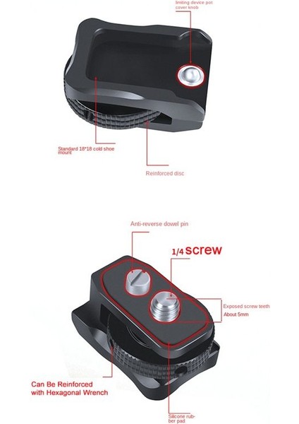 Sıcak Ayakkabı Adaptörü 1/4 Vida Güvenlik 360 Dslr Kamera Teçhizat Mikrofon Monitörü Flash Hafif Soğuk Ayakkabı Montajı Tip A (Yurt Dışından) modelleri