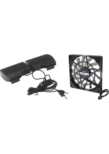 1 Set 12V Masaüstü Bilgisayar Ana Bilgisayar Sessiz Fan ve 1 Pcs Klip Mini Taşınabilir USB Stereo Hoparlör Ses Çubuğu (Yurt Dışından)