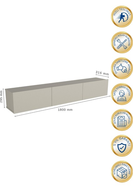 Cercei Tv Standı 180 cm Kumtaşı