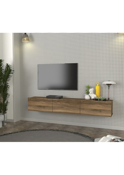 Cercei Tv Ünitesi Modern Tasarım, Geniş Ekran Uyumlu, Raflı ve Geniş Alanlı Tv Sehpası 180 cm Ceviz