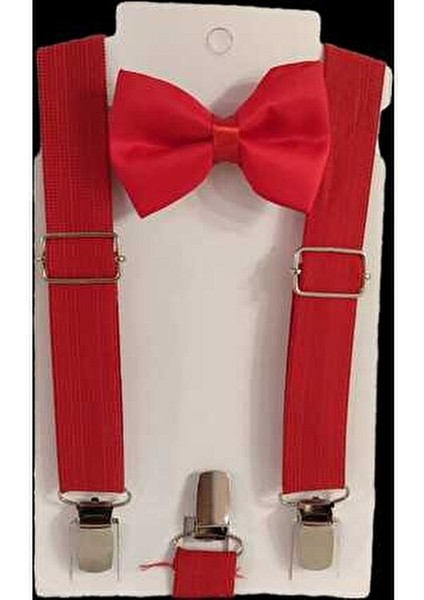 Kırmızı Pantolon Askısı & Papyon Seti Erkek Çocuklar İçin Şık Tasarım modelleri