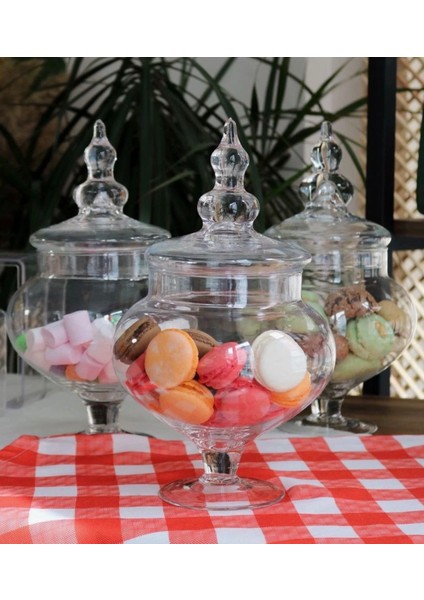 Cam Kapaklı Ayaklı Kurabiyelik ve Şekerlik ve Drajelik