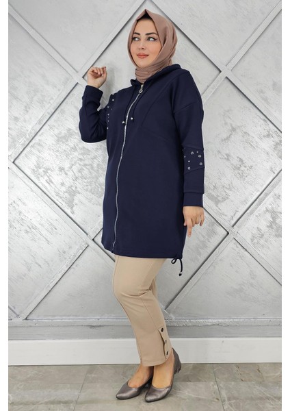 Kadın Taş Detaylı Kapüşonlu Tesettür Giy Çık