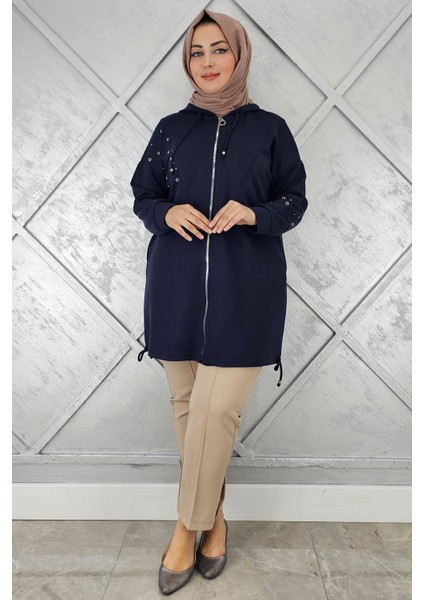 Kadın Taş Detaylı Kapüşonlu Tesettür Giy Çık modelleri