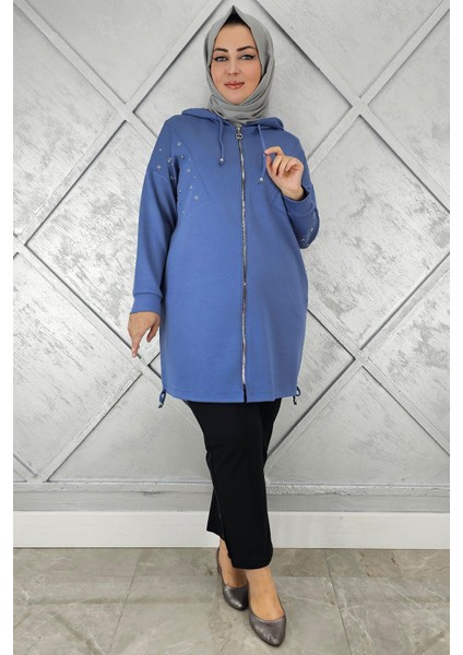 Kadın Taş Detaylı Kapüşonlu Tesettür Giy Çık modelleri