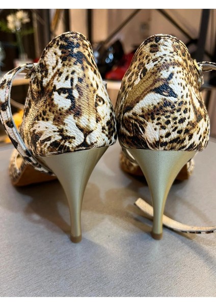 Kadın Leoparince Topuklu, Çapraz Tokalı 8,5 cm 13 Pont Topuk Boyu Tango, Dans ve Abiye Ayakkabısı indirimleri