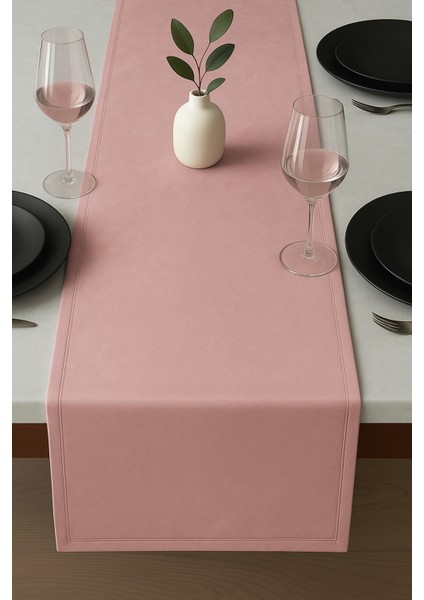De'vor Kadife Görünümlü Pudra Masa Runnerı