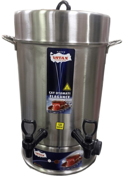Vatan Elektrikli Çay Semaveri 120 Bardak Kapasiteli Çaycı Çelik Çift Musluklu