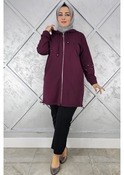 Kadın Taş Detaylı Kapüşonlu Tesettür Giy Çık modelleri