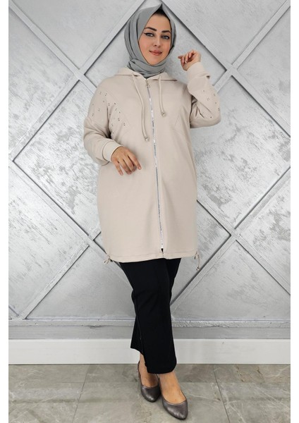 Kadın Taş Detaylı Kapüşonlu Tesettür Giy Çık modelleri