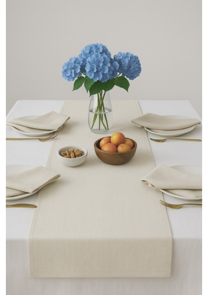 De'vor Kadife Görünümlü Ekru Masa Runnerı fiyatları