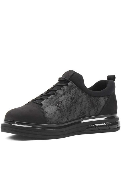 Erkek Siyah Kalın Tabanlı Nubuk Deri Sneaker fırsatları