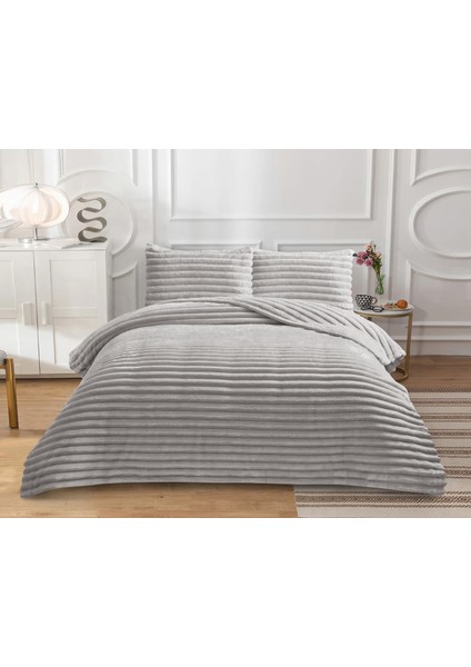 Goblette Home Serra Çift Kişilik Lüks Battaniye & Yatak Örtüsü Seti 230X250 cm | Yumuşak Fitilli Pelüş Kadife (5 Renk Seçeneği)