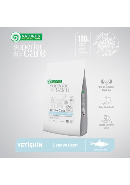Nature's Protection Superior Care Beyaz Tüylü Kediler Için Tahılsız Ringa Balıklı Kedi Maması 7kg modelleri