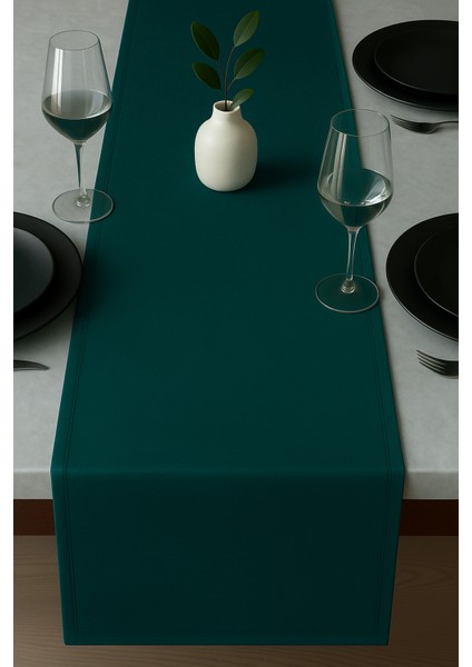 De'vor Kadife Görünümlü Petrol Masa Runnerı