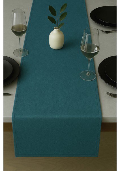De'vor Kadife Görünümlü Turkuaz Masa Runnerı
