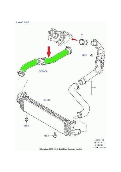 Ford Focus - Mondeo - Kuga Turbo Intercooler Hortumu - 2.0 Motor 2007-2014 fiyatları