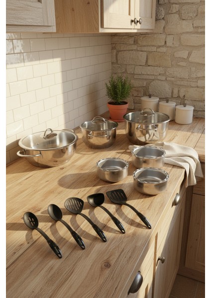 Kayra 17 Parça Servis Gereçli Çelik Tencere Seti fiyatları