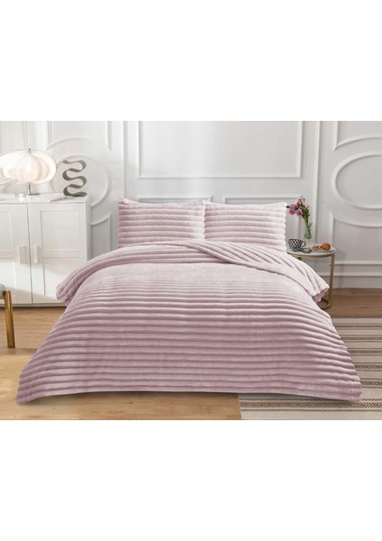 Goblette Home Serra Çift Kişilik Lüks Battaniye & Yatak Örtüsü Seti 230X250 cm | Yumuşak Fitilli Pelüş Kadife (5 Renk Seçeneği)