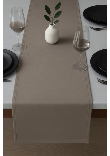 De'vor Kadife Görünümlü Vizon Masa Runnerı