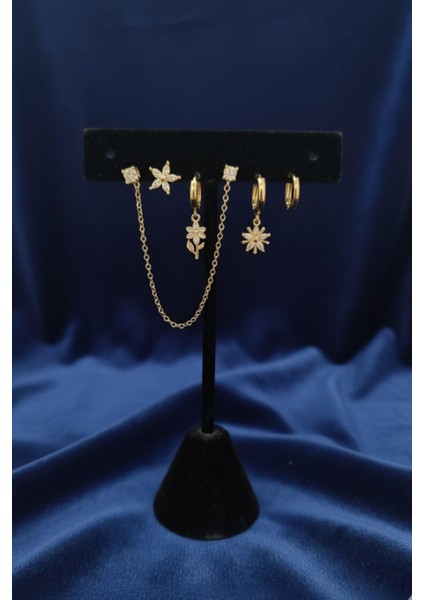 Gümüş Kadın Çelik 6'lı Küpe Seti Clk-Kp-3lu-Set-03-Gld modelleri