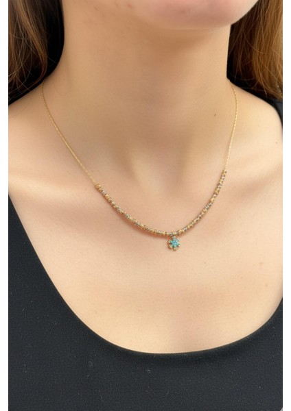 Altın Kaplama Dorika Kar Tanesi Uçlu Kolye Drk-Krtns-Kly