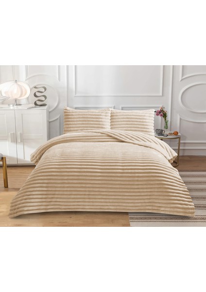 Goblette Home Serra Çift Kişilik Lüks Battaniye & Yatak Örtüsü Seti 230X250 cm | Yumuşak Fitilli Pelüş Kadife (5 Renk Seçeneği)
