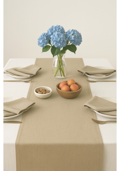 De'vor Kadife Görünümlü Bej Masa Runnerı fiyatları