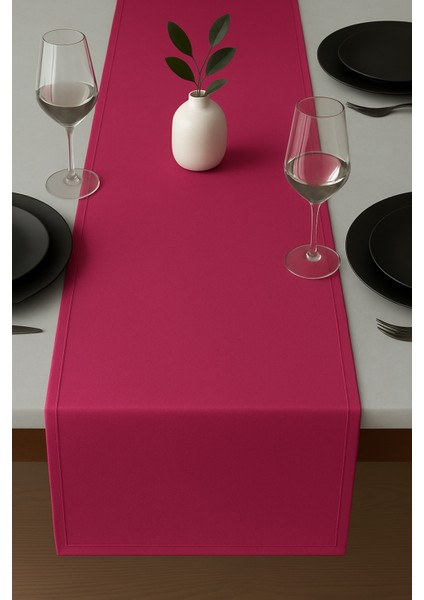 De'vor Kadife Görünümlü Fuşya Masa Runnerı