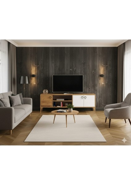 Rivo Tv Ünitesi Legnano-Beyaz Raflı ve Kapaklı Modern Tasarım 150 cm modelleri