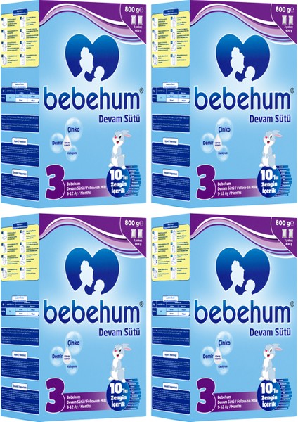 3 No Devam Sütü 9-12 Ay 800 gr x 4 Adet