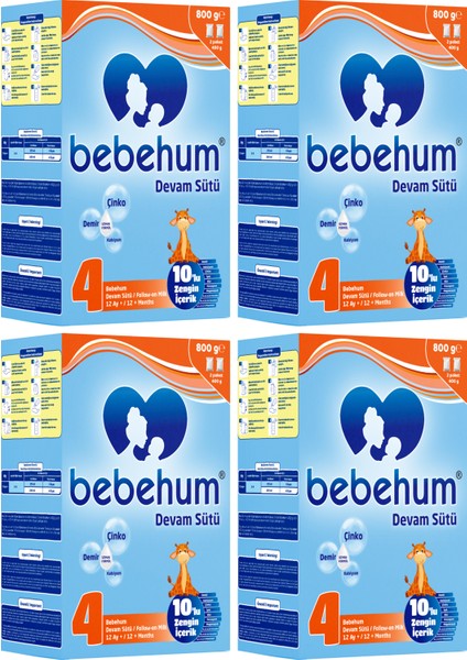 4 No Devam Sütü 12 Ay+ 800 gr x 4 Adet