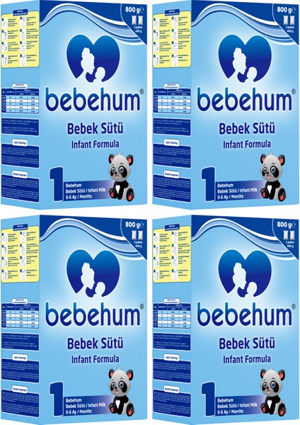 1 No Bebek Sütü 0-6 Ay 800 gr x 4 Adet