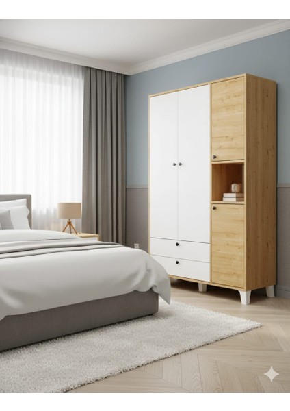 Kuzeylife 4 Kapaklı 6 Raflı Ekstra Derin Gardrop-52 cm Derinlik modelleri