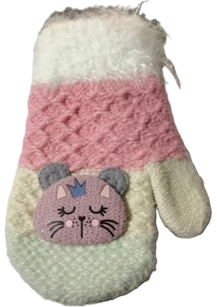 Kız Bebe Örme Tek Parmaklı Kedi Figürlü Eldiven 1-4 Yaş indirimleri
