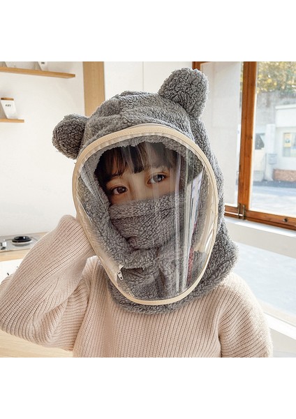 Çocuk Şapkası, Geçirmez Şapka, Geçirmez Yüz Maskesi, Hepsi Bir Arada Şapka, Kışlık Bisiklet, Elektrikli Bisiklet, Tam Yüz Kalınlaştırılmış Bebek Balaklavası (Yurt Dışından)
