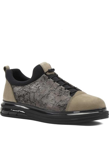 Erkek Haki Kalın Tabanlı Nubuk Deri Sneaker modelleri
