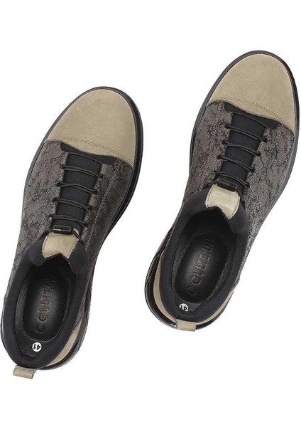 Erkek Haki Kalın Tabanlı Nubuk Deri Sneaker
