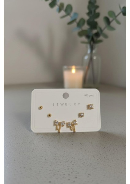 Gold Kadın Çelik 6'lı Küpe Seti Clk-Kp-3lu-Set-01-Gld modelleri