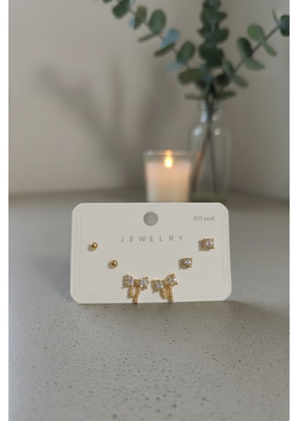 Gold Kadın Çelik 6'lı Küpe Seti Clk-Kp-3lu-Set-01-Gld fırsatları