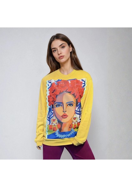 Sarı Sweatshirt, Kadın Sweatshirt, Oversize Sweatshirt, Kadın Swit