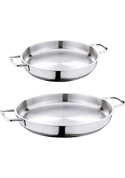 OMS Gastro Amore Çelik 2 Parça Kapaksız Italyan Omlet Sahan Seti (16X3 CM-20X3 Cm)