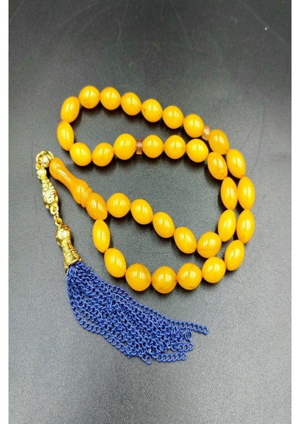 Arpa Kesim Sarı Alpaka Püsküllü Tespih fiyatları