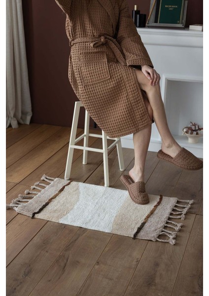 Marble Tekli Banyo Paspası %100 Pamuk 50X80 Kahverengi