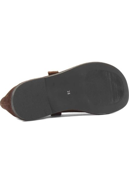 Kadın Kahverengi Tokalı Süet Deri Ayakkabı indirimleri