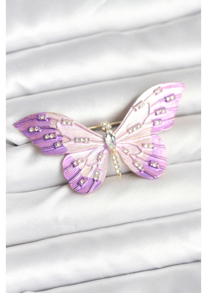 Lila Renk Kelebek Model Broş