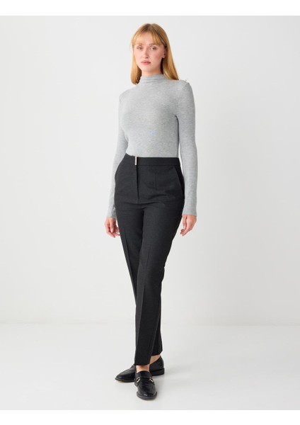 Antrasit Dar Paça Normal Bel Metal Detaylı Dokuma Pantolon fiyatları